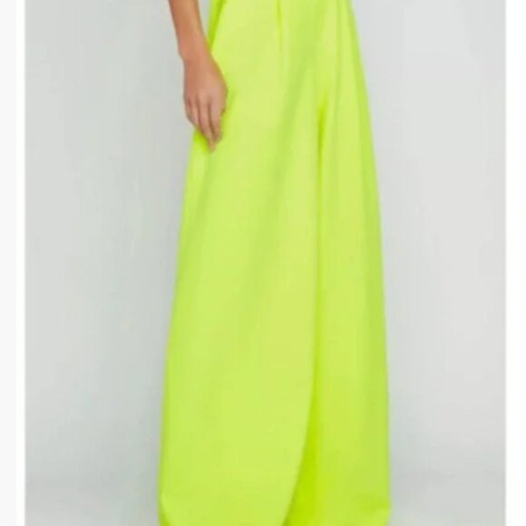 L'AGENCE Caspian Wide Leg neon citrus yellow Pants size 4 - Picture 5 of 6
